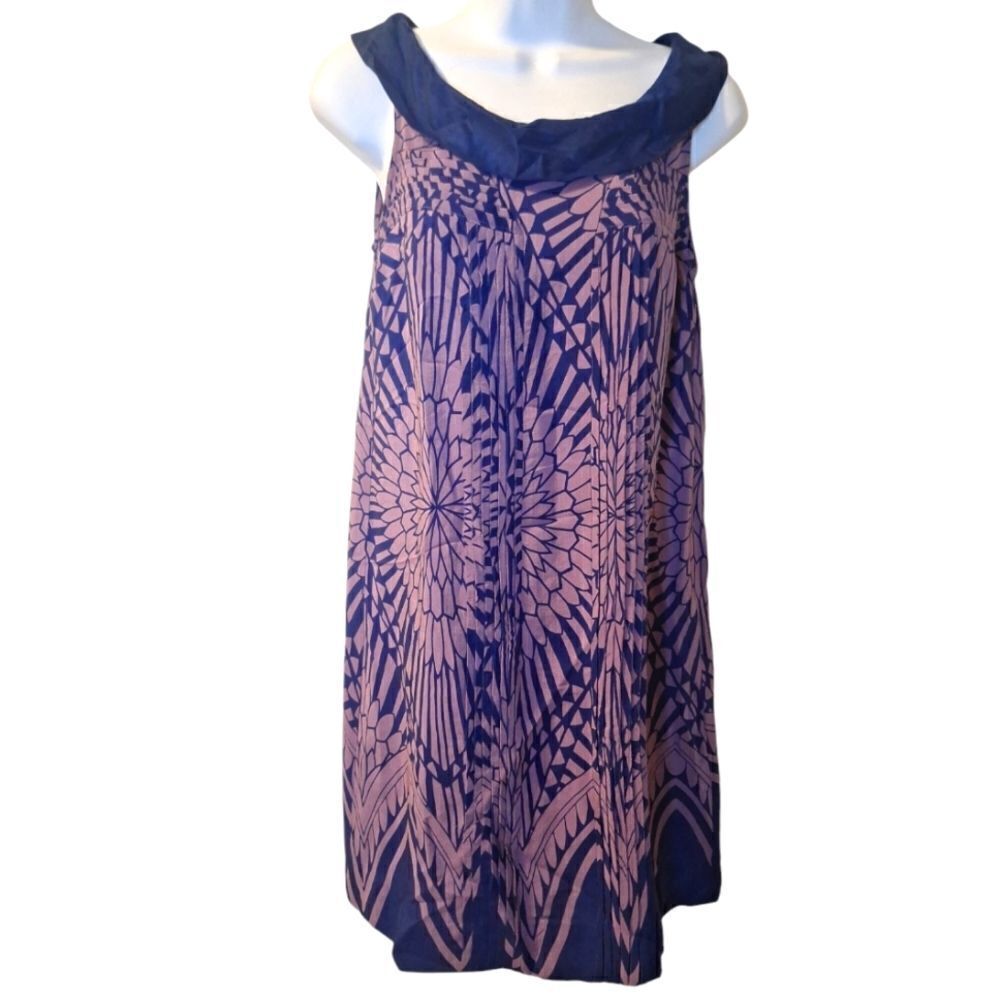 Moulinette Soeurs navy purple silk pleated shift size 2